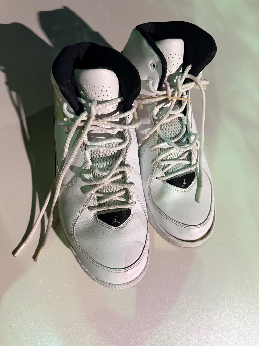 Jordan Men White and Black High-Top Basketball Sneakers